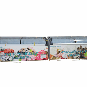 TỦ ĐÔNG KÍNH CONG CỬA LÙA CHUYÊN HẢI SẢN - KEM NGON DÀI 2M BẢN CAO CẤP 2025 – MODEL DJTĐ2000TH